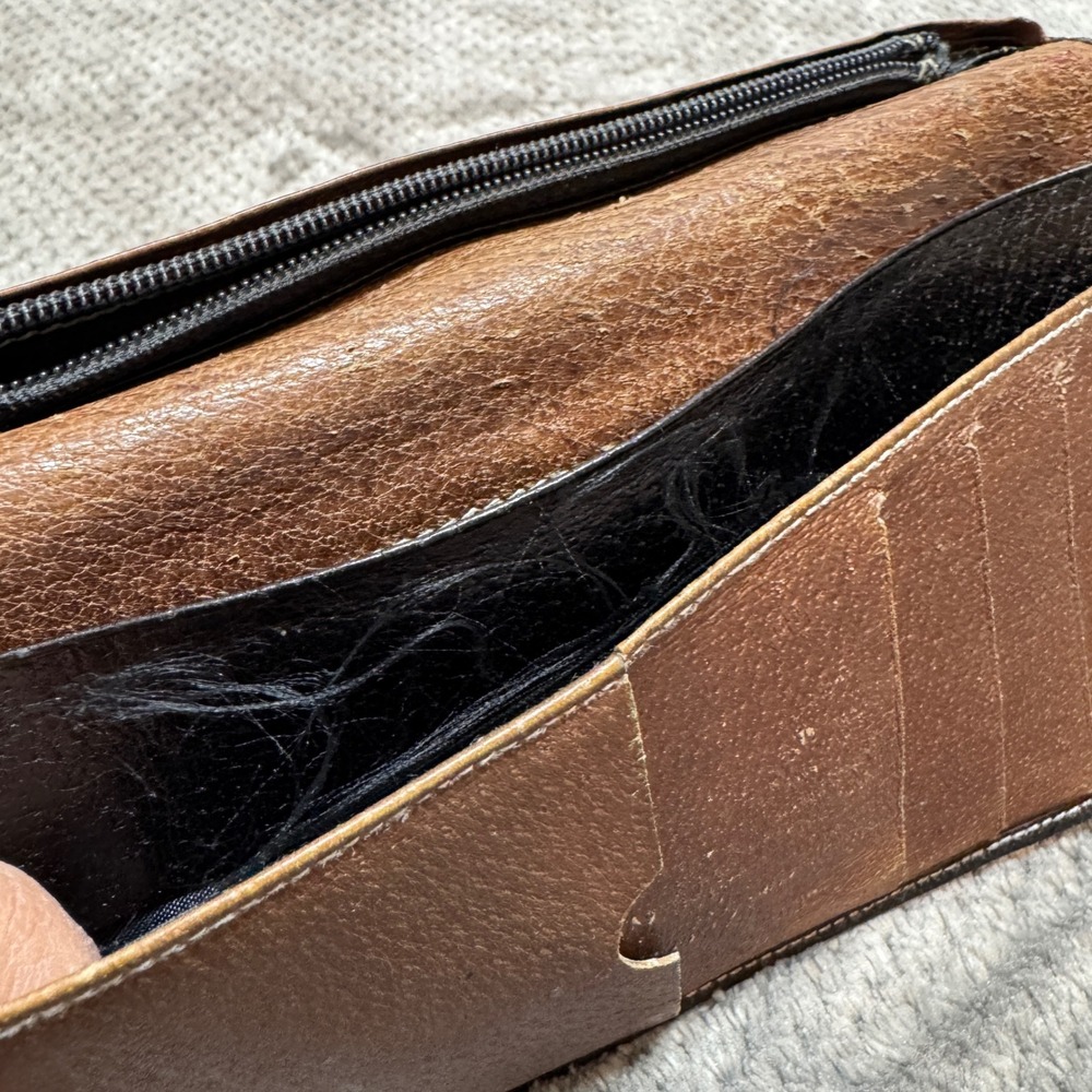 Vintage Gucci Accessory Collection Leather Long Wallet Brown Black Bifold - Picture 10 of 15